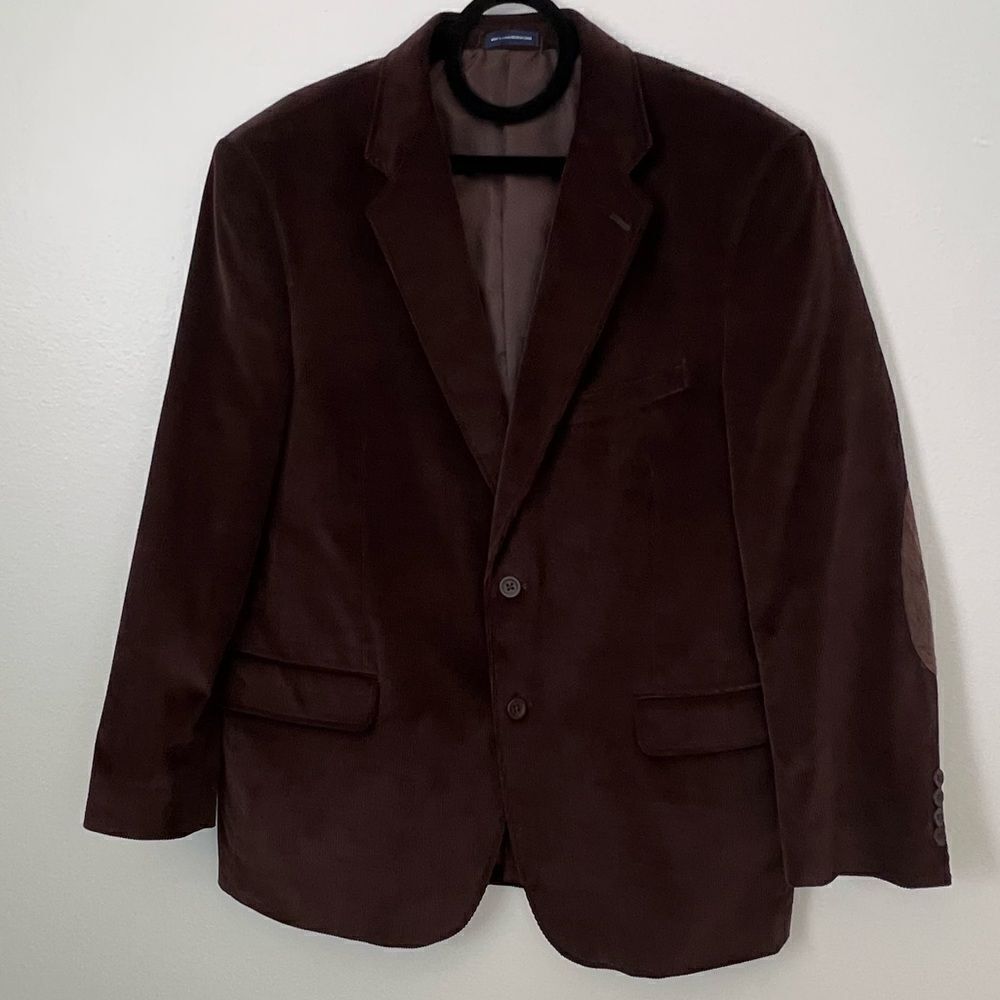 Stafford Blazer Men’s Size 44R Brown Corduroy Jacket Elbow Patches Sport Coat